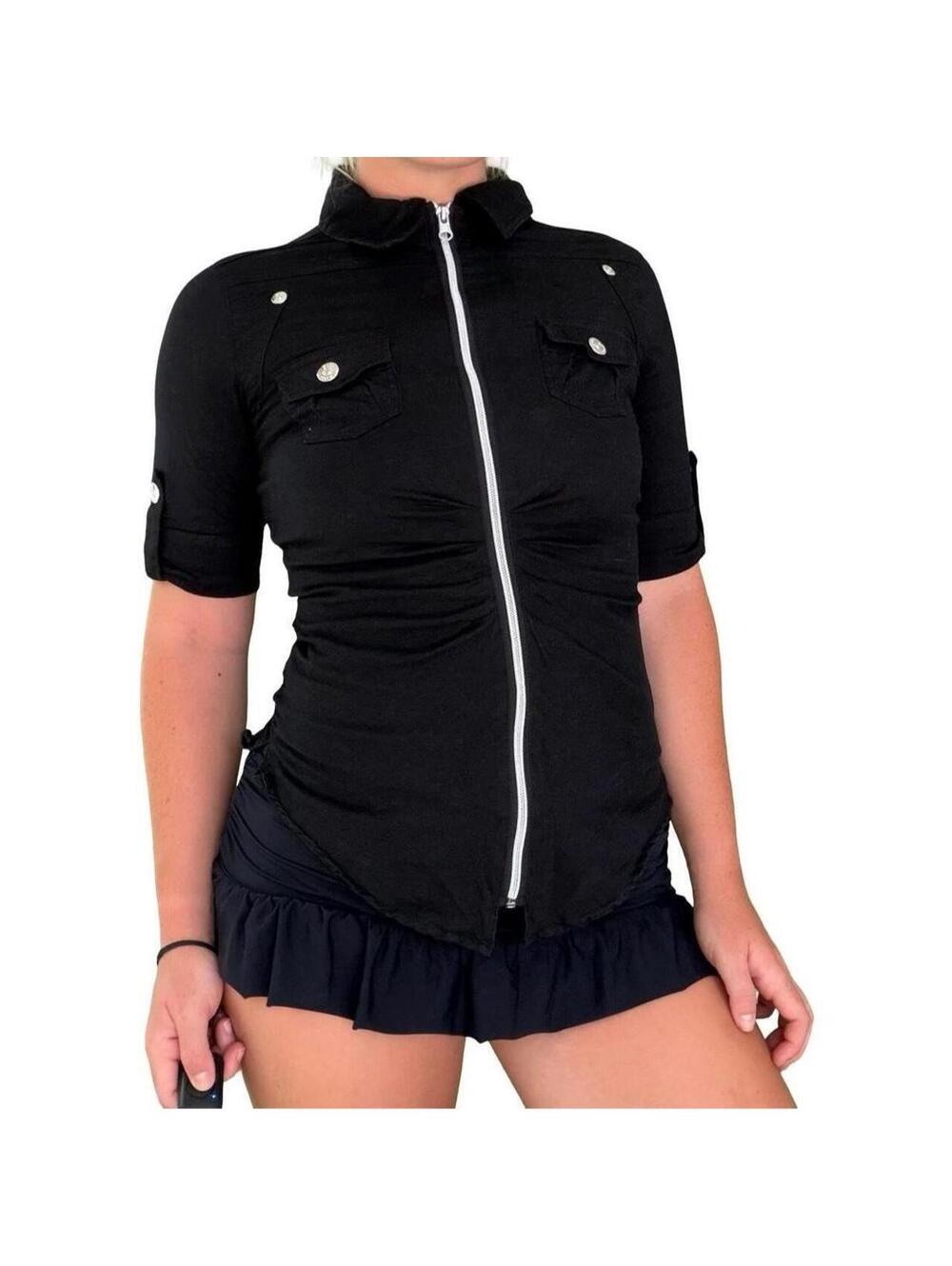 Y2K MALL GOTH MINIMALIST BLOUSE